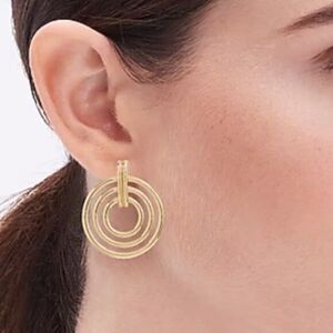 J Crew Women's Gold Circle Hoop Party Earrings Hypoallergenic